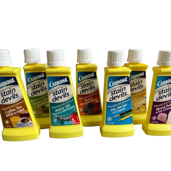 Carbona Stain Devils Bottles Bundle of Seven New Specialty Stain Removers - Picture 1 of 10